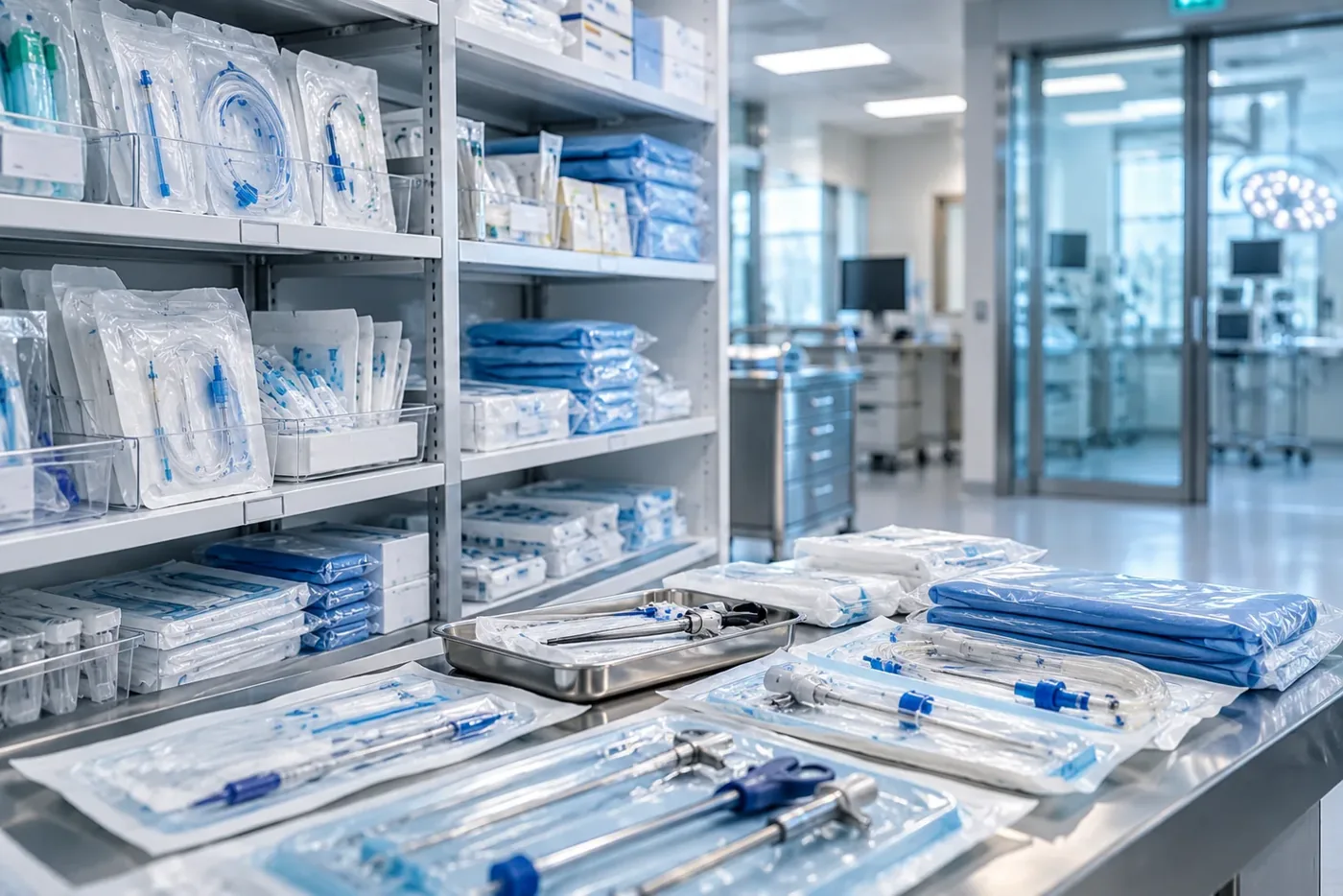 Material e insumos hospitalarios organizados para abastecimiento